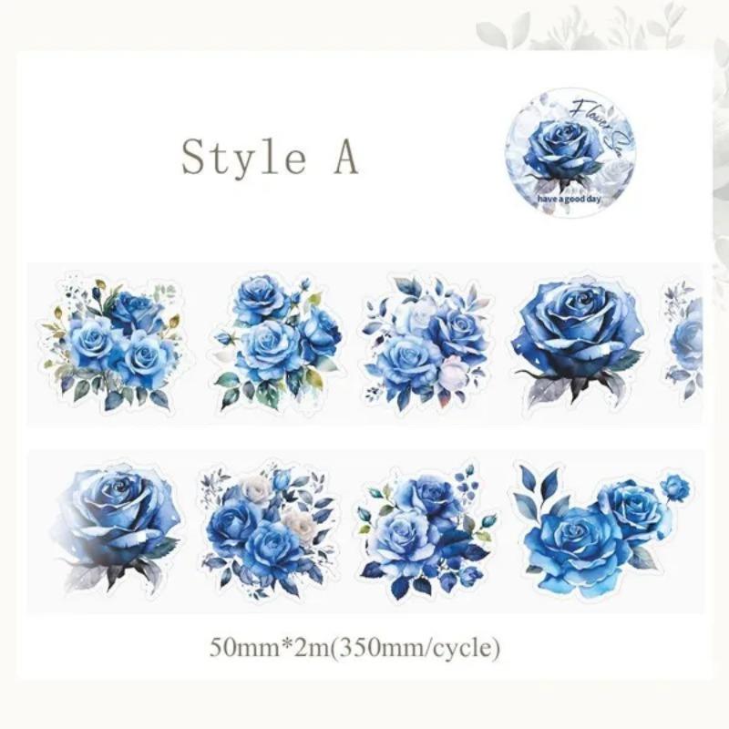 1 Rolle PET-Klebeband „Meer der Blumen“-Serie für Scrapbooking, Dekoration, Tagebuch, Aufkleber, Schreibwaren A