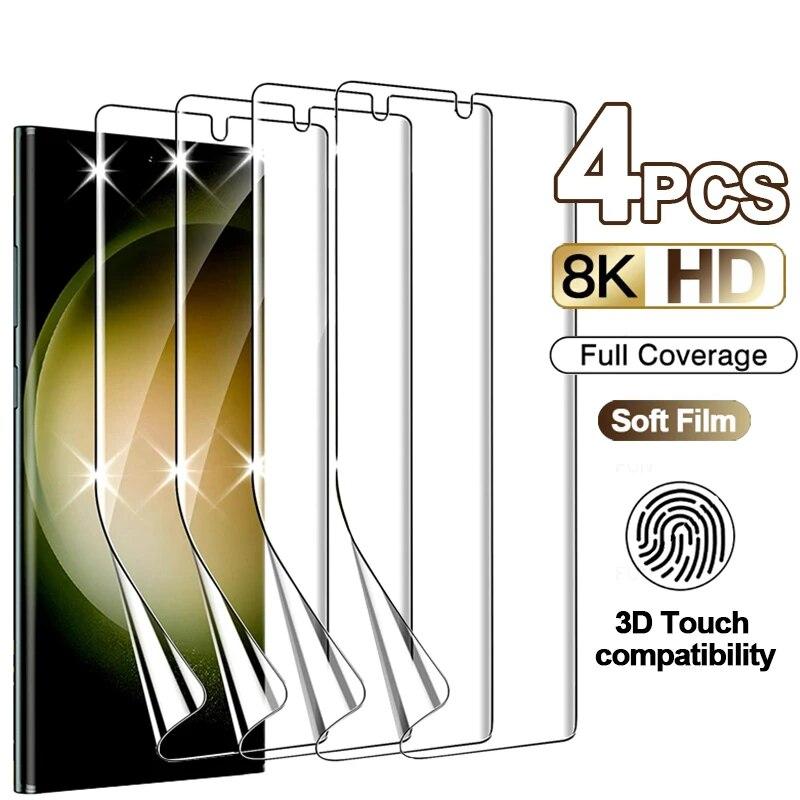 4Pcs Volle Abdeckung Screen Protector Für Samsung Galaxy S23 S22 S21 S20 Ultra Plus Hydrogel Film S10 S9 S8 plus Hinweis 20 10 Weichen Film Samsung Galaxy S22 Ultra reinfarbig