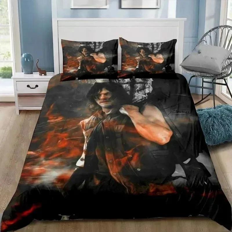 The Walking Dead Daryl Dixon Flügel Zeichen Bettwäsche-Set Schlafzimmer Weich Modern Bettüberwürfe Bequem Bettbezug Deckenbezug Kissenbezug AU Queen 210x210cm
