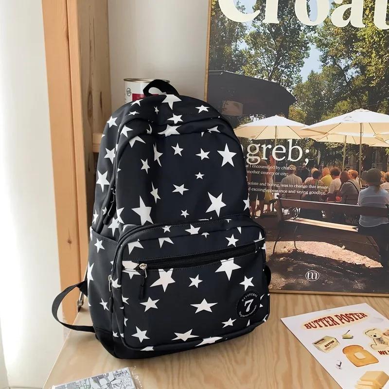 Stern Rucksack für Damen Herren 17 Zoll Stern Laptop Rucksack College Tasche Niedlicher Reise Rucksack Studenten Schulanfang Lässiger Bücherrucksack black
