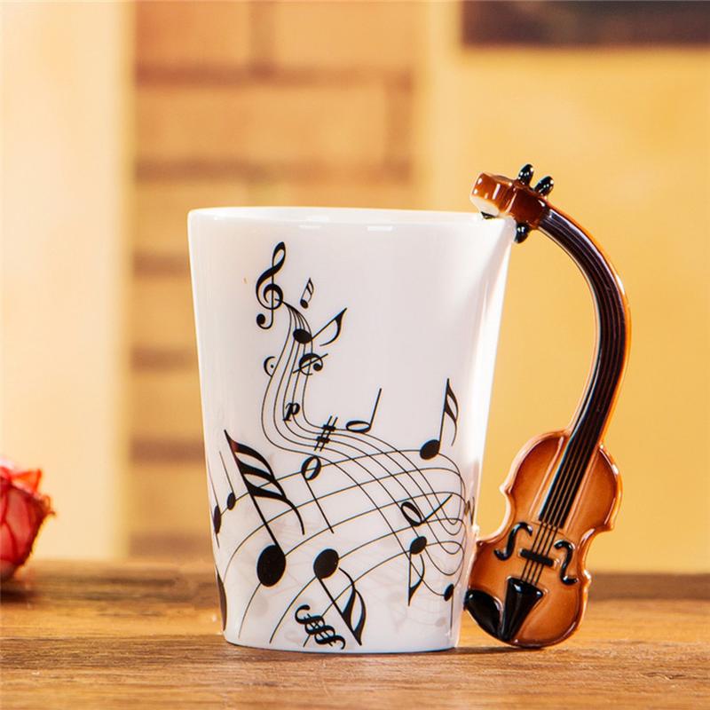 Kreative Musik Violine Stil Gitarre Keramik Tasse Kaffee Tee Milch Tassen mit Griff Kaffeetasse Geschenke Violin