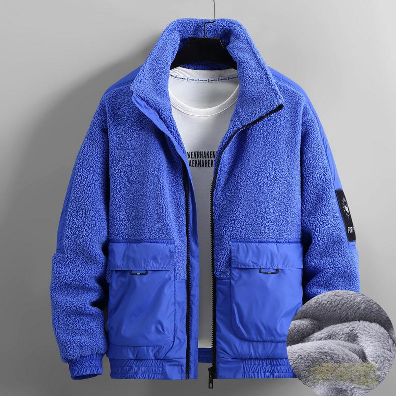 Herren Winter Dick Warm Fleece Steppjacke Mantel Übergröße 12XL Mode Lässig Reißverschluss Polarfleece Mantel Herren 12XL blau