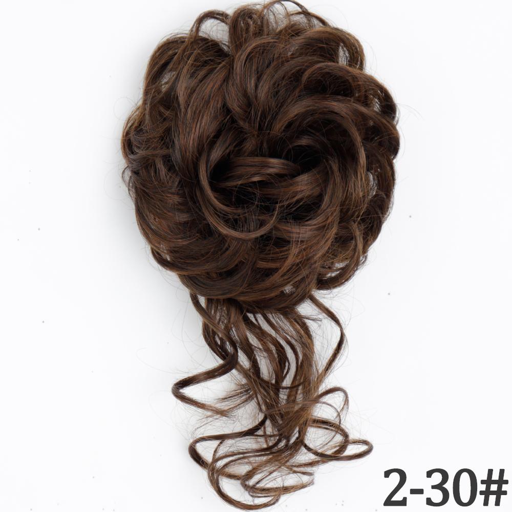 MISS WIG Synthetisches, unordentliches, lockiges Haargummi mit Gummiband, Schwarzgold, synthetische Hochtemperaturfaser, Dutt-Haarteile für Damen 8 cm