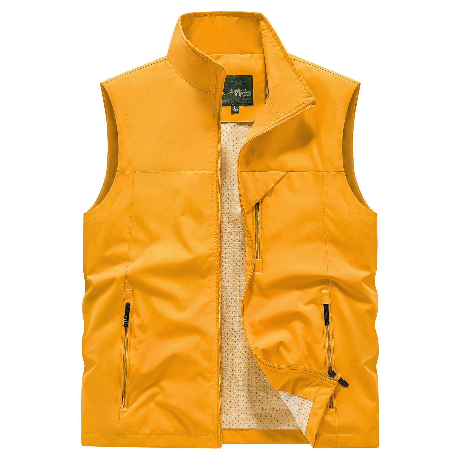Herren-Sommerweste für Outdoor-Fotografie und Angeln – atmungsaktive Arbeitskleidung mit mehreren Taschen für Männer mittleren Alters und junge Männer 4XL gelb