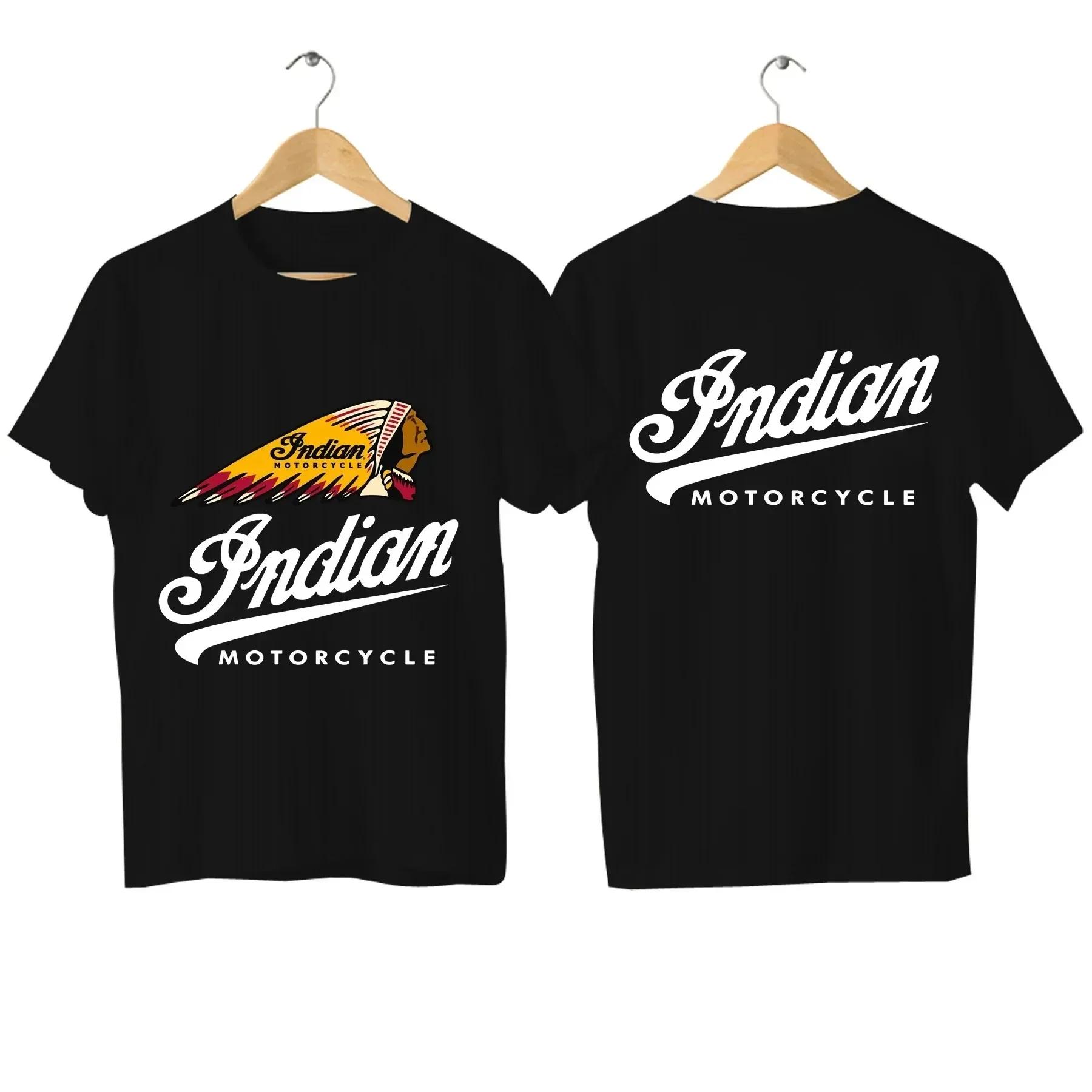 2024 männer T Shirt Casual Indians Motorrad T-shirt Grafik Übergroßen Motorrad Biker Cafe Racer Chopper Vintage Streetwear S-4XL XL blau