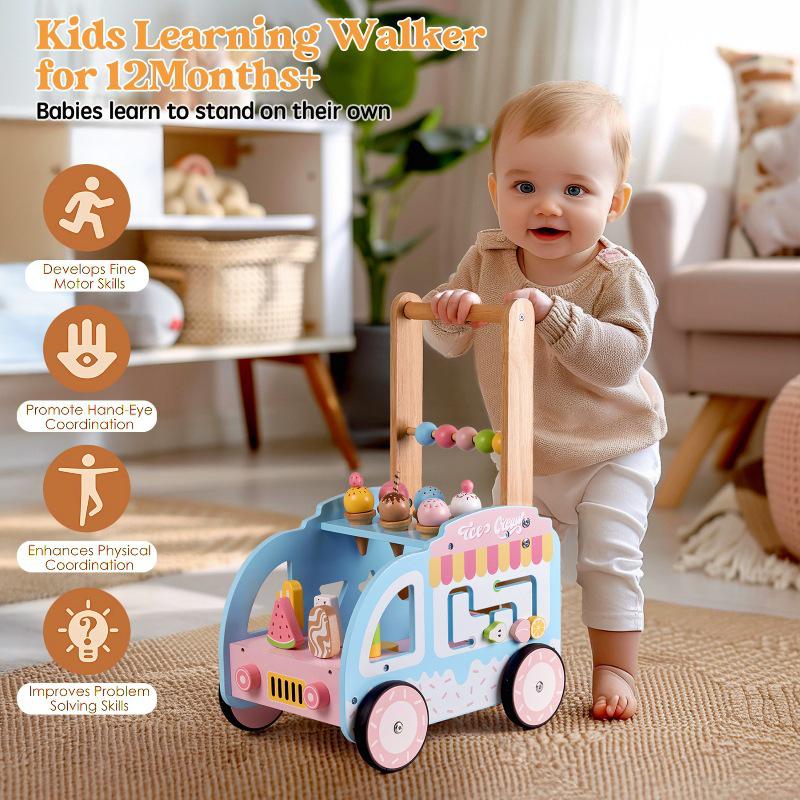 Multifunktionaler Kinderwagen-Lauflernwagen mit Kippschutz und Lernspielzeug