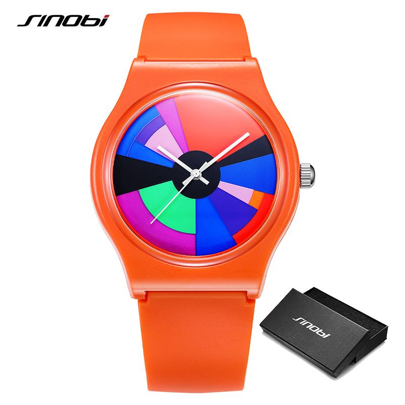 SINOBI Original Design Herrenuhren Beste Geschenke Uhr Farbenfroher Lebensstil Herren Sport Quarz Armbanduhren Top Mode Herrenuhr orange