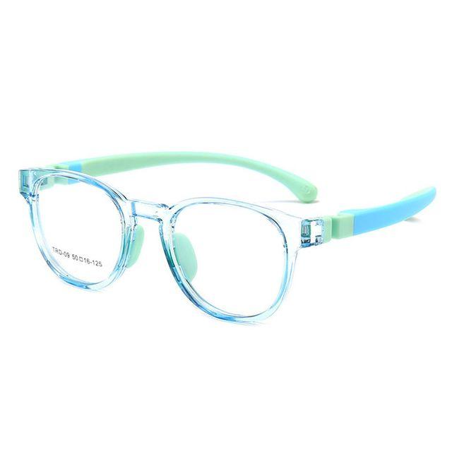 Abnehmbare Kinder-Brille, blau, lichtbeständig, für Kinder, Silikonkautschuk, Katzenaugen-Brille, für Jungen und Mädchen, weicher Rahmen