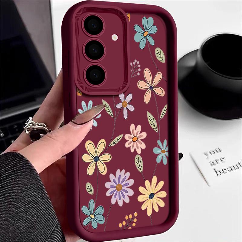 Liebevolle Cartoon-Blumenhülle für Samsung Galaxy S25 S24 Ultra S23 S22 Plus S21 S20 FE A15 A16 A26 A34 A35 A36 A54 A55 A56 5G Capa Galaxy S23+