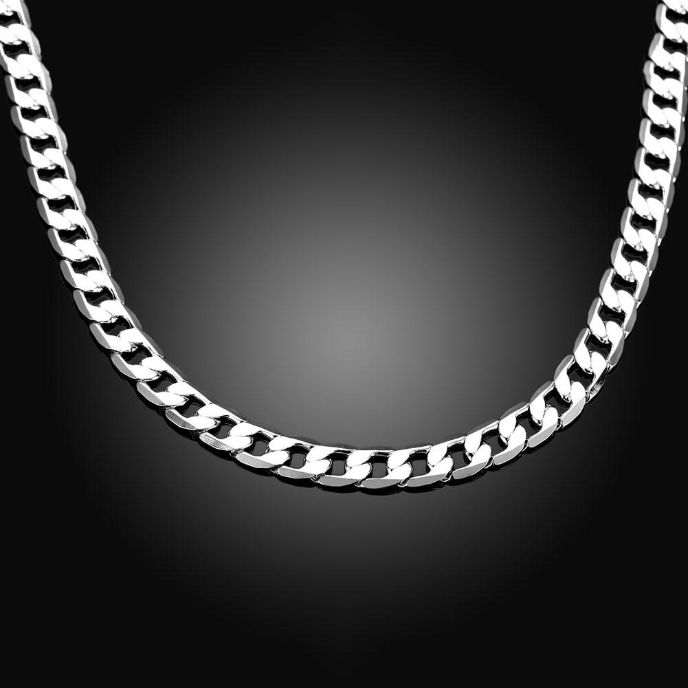 Klassische Herren-Halskette aus 925er Sterlingsilber, hochwertiger Schmuck, Persönlichkeit, 16–24 Zoll, 8 mm, modische Weihnachtsgeschenke 20 inches