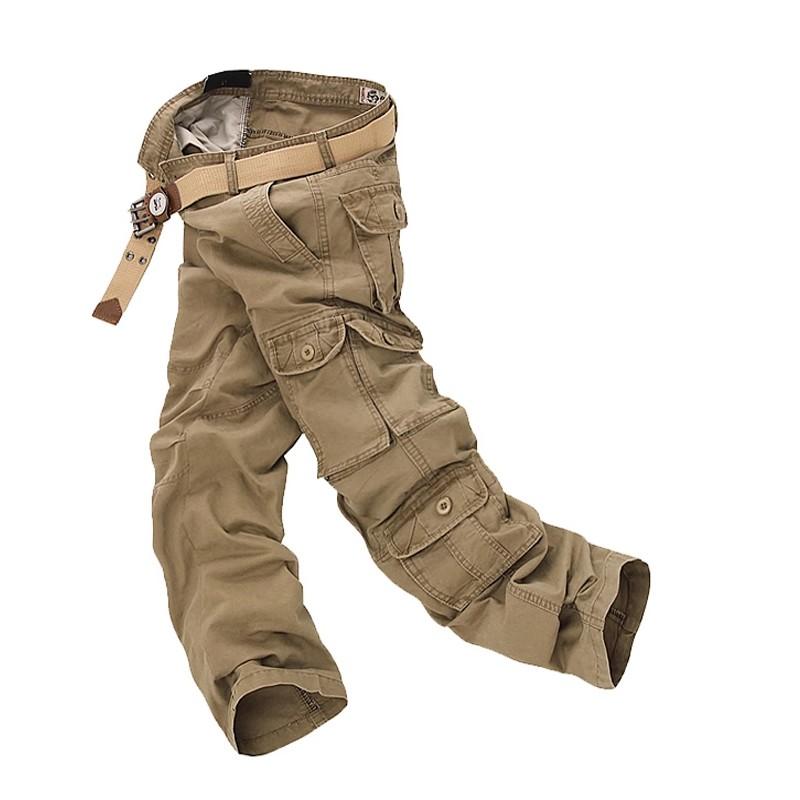 Militärische Cargohose für Herren, Oustdoor, lässige Baumwolle, mehrere Taschen, taktische Hose 34 khaki