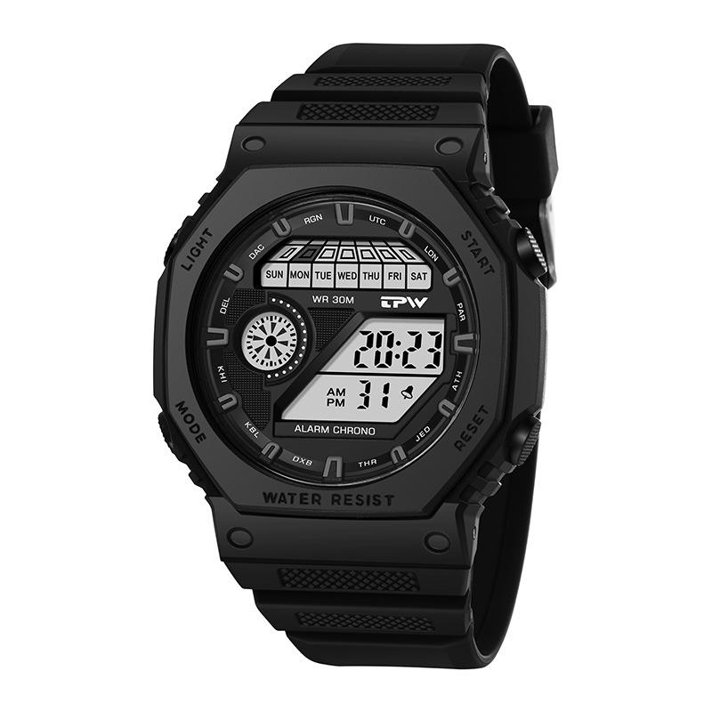 Outdoor Sport Uhr Männer Multifunktions Uhren Alarm Mode Mann der Uhr Chronograph 5Bar Wasserdicht Top Digital Uhr schwarz