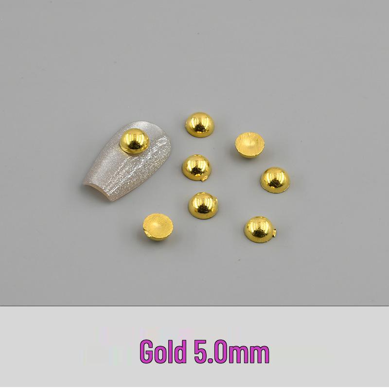 Gemischte Mini Nail Art Perlen: Dekoratives Perlen-Accessoire mit flacher Unterseite in Gold und Silber für die halbe Fläche zum Selbermachen der Nägel 5.0mm - 2,000 pieces