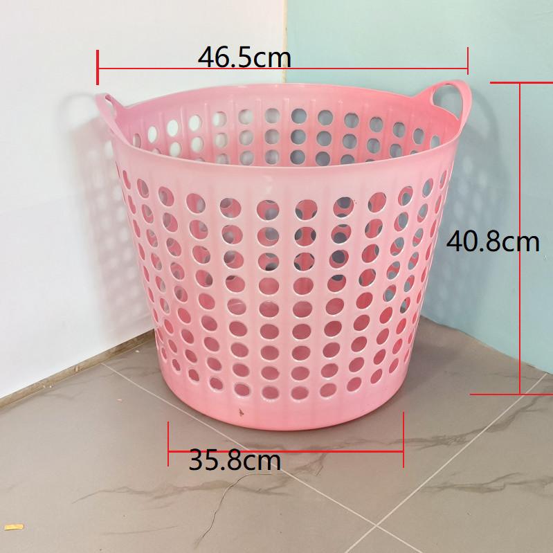 Großer Kunststoff-Aufbewahrungskorb für Wäsche, Kleidung, Spielzeug, starke Widerstandsfähigkeit, Behälter für Kleinigkeiten Pink 70# 35.8*40.8*46.5cm