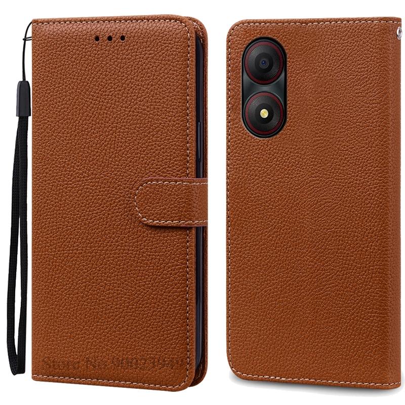 Für ZTE Blade A34 Hülle Brieftasche Leder Flip Back Cover Für ZTE Blade A34 Hülle Weiche Silikon Funda Für ZTE Blade A34 Handyhüllen For ZTE Blade A34 braun