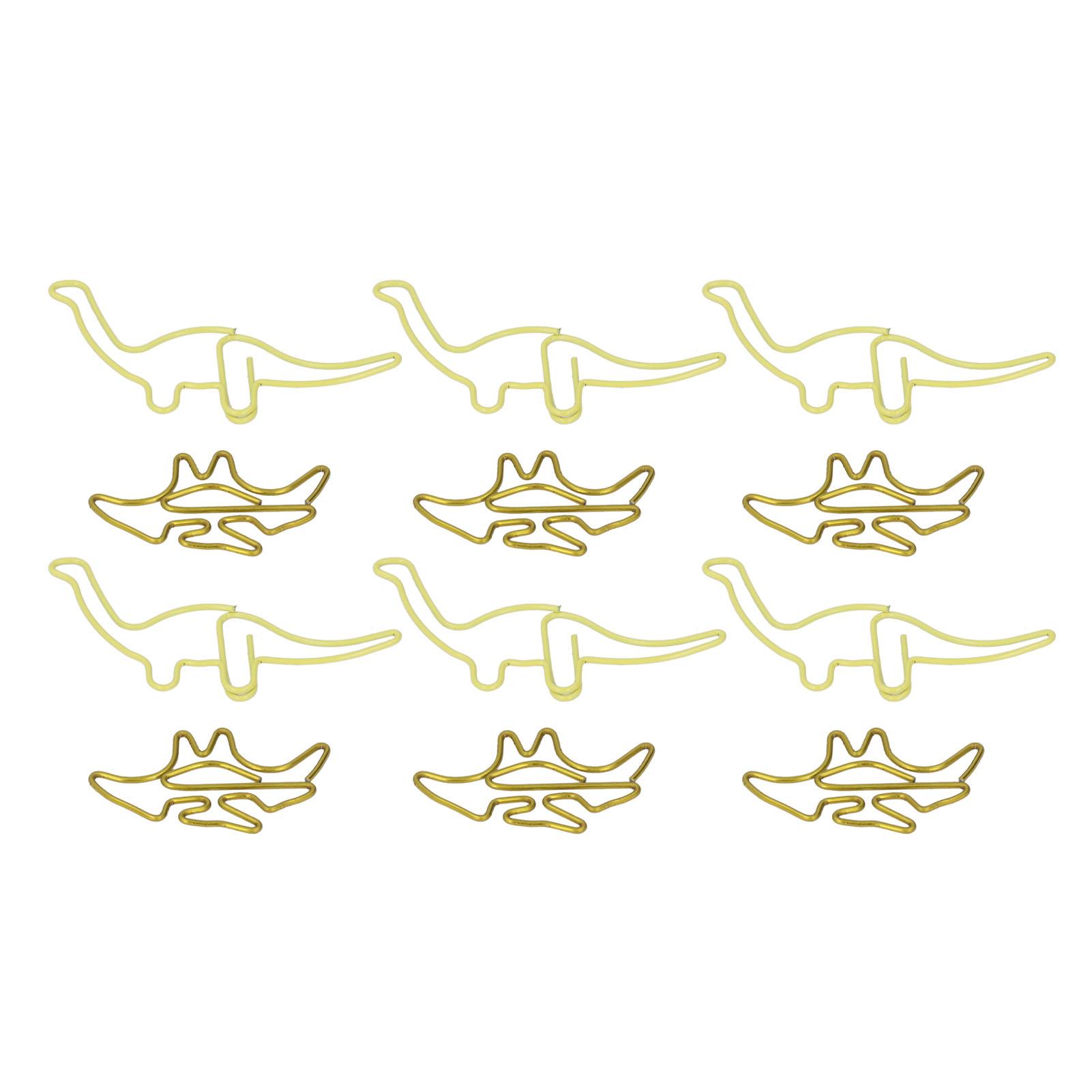 100 Stück Geformte Büroklammern Pterosauria Gelb Dinosaurierform Metall Tragbar Büroklammern für Akte