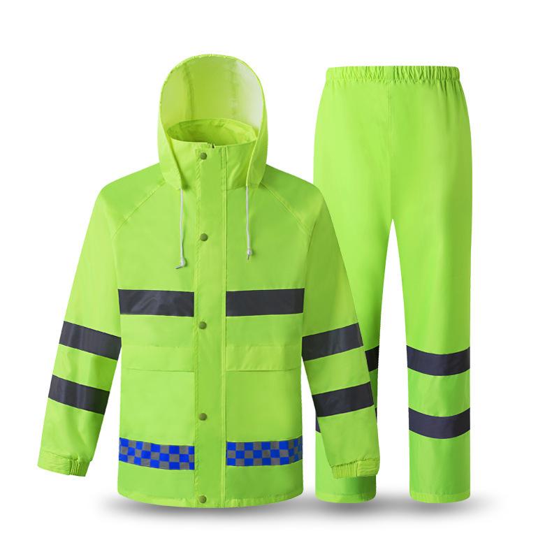 Hochwertige Arbeitskleidung, Warnschutzanzug, reflektierende Jacke, wasserdicht und mit Taschen, reflektierendes Arbeitshosen-Set, wasserdicht, winddicht, PVC XXXXL
