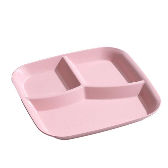 Rechteckiger Speiseteller mit 3 Fächern, lebensmittelechtes PP, spülmaschinenfest, für Erwachsene und Kinder, Frühstück, Snack, Gemüse, Mahlzeiten, Servierteller, Küchenzubehör rosa