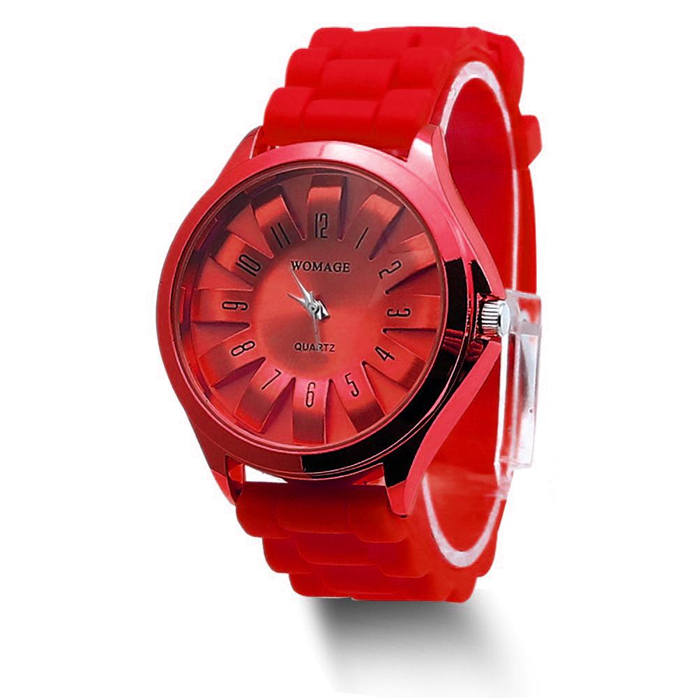 Casual Silikon Uhr Jelly Band Blumen Zifferblatt Sport Stil Uhr Frauen Quarzuhr rot
