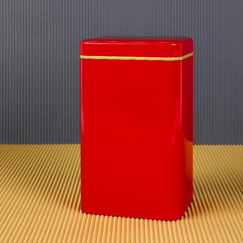 Metall-Retro-Quadrat-Teedose, Süßigkeiten-Lebensmittel-Aufbewahrungsbox mit Deckel, Verpackungsbox-Behälter rot