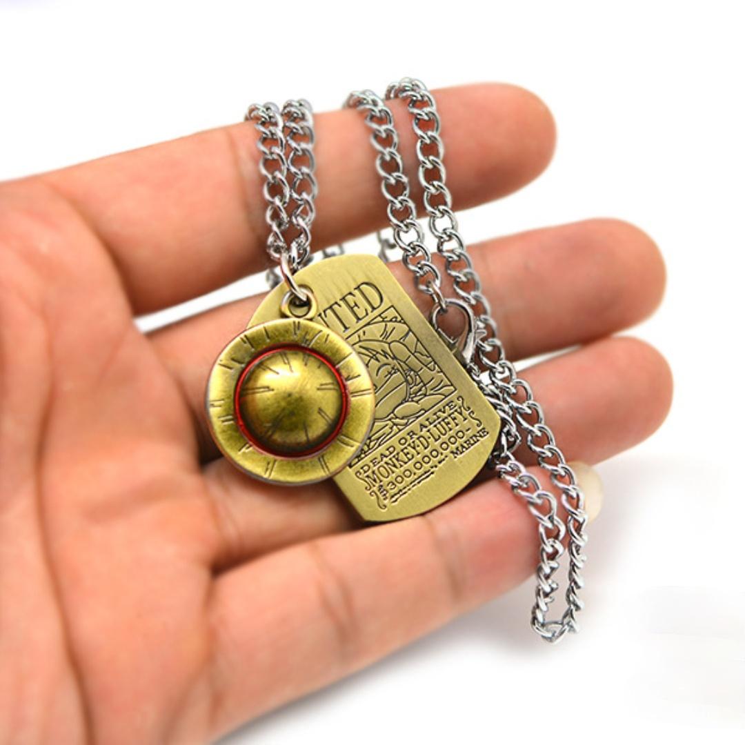 Anime One Piece Halskette Luffy Strohhut und Totenkopf Logo Hundemarke Anhänger Herren Mode Choker Accessoires Schmuck Figur Spielzeug KTJ