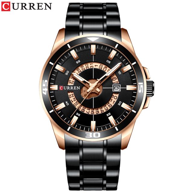 CURREN Edelstahl herren Uhr Mode Design Quarz Armbanduhr mit Datum Uhr Männlich Reloj Hombre Uhr Männer schwarz
