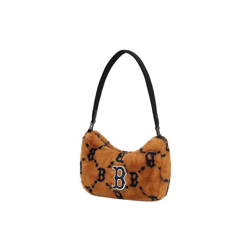 MLB Boston Red Sox Vintage Diamant-Monogramm-Serie Plüsch Polyester Kunstleder Tragetasche Damen Tragetasche Mokka-Braun 3ABQS0826-43BRD One Size