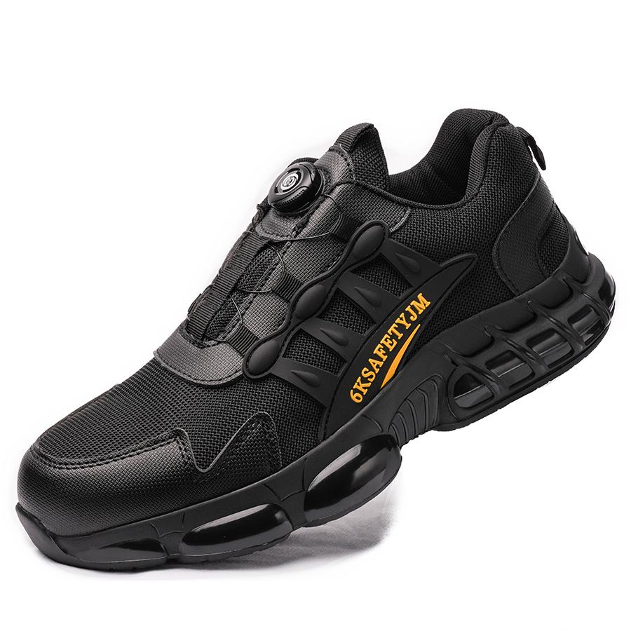 Unzerstörbare, stoß- und durchstichfeste Arbeitsschuhe, atmungsaktive, rutschfeste Baustiefel, Schuhe mit Drehknopf 39 schwarz