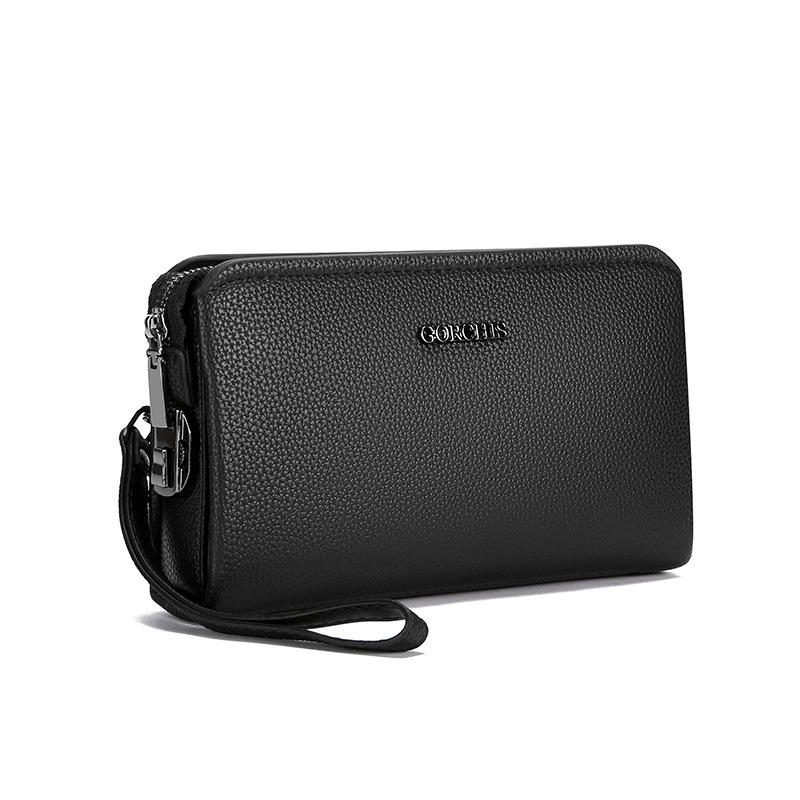 Diebstahlsichere Fingerabdruck-Schloss-Clutch Tasche Herren Business-Clutch Tasche Hochwertige Clutch Tasche Mehrere Kartenfächer Langes Portemonnaie gray