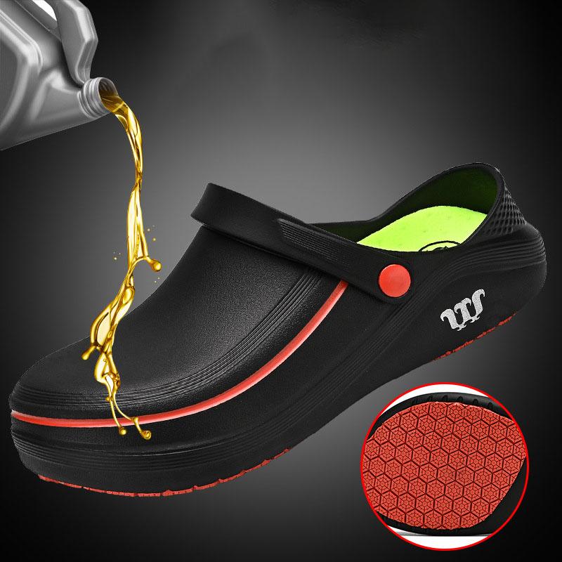 EVA-Kochschuhe, leichte Arbeitsschuhe, rutschfeste Outdoor-Sicherheitsschuhe, wasserdicht, bequeme Wanderschuhe, ölbeständig für die Küche 45 schwarz