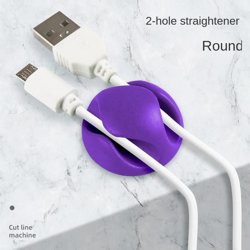 2 teile/satz Kabel Management Wickler Gummi 2 Kabel Halter Clips für Auto Tisch Ladekabel Kopfhörer Kabel Organizer Clips violett
