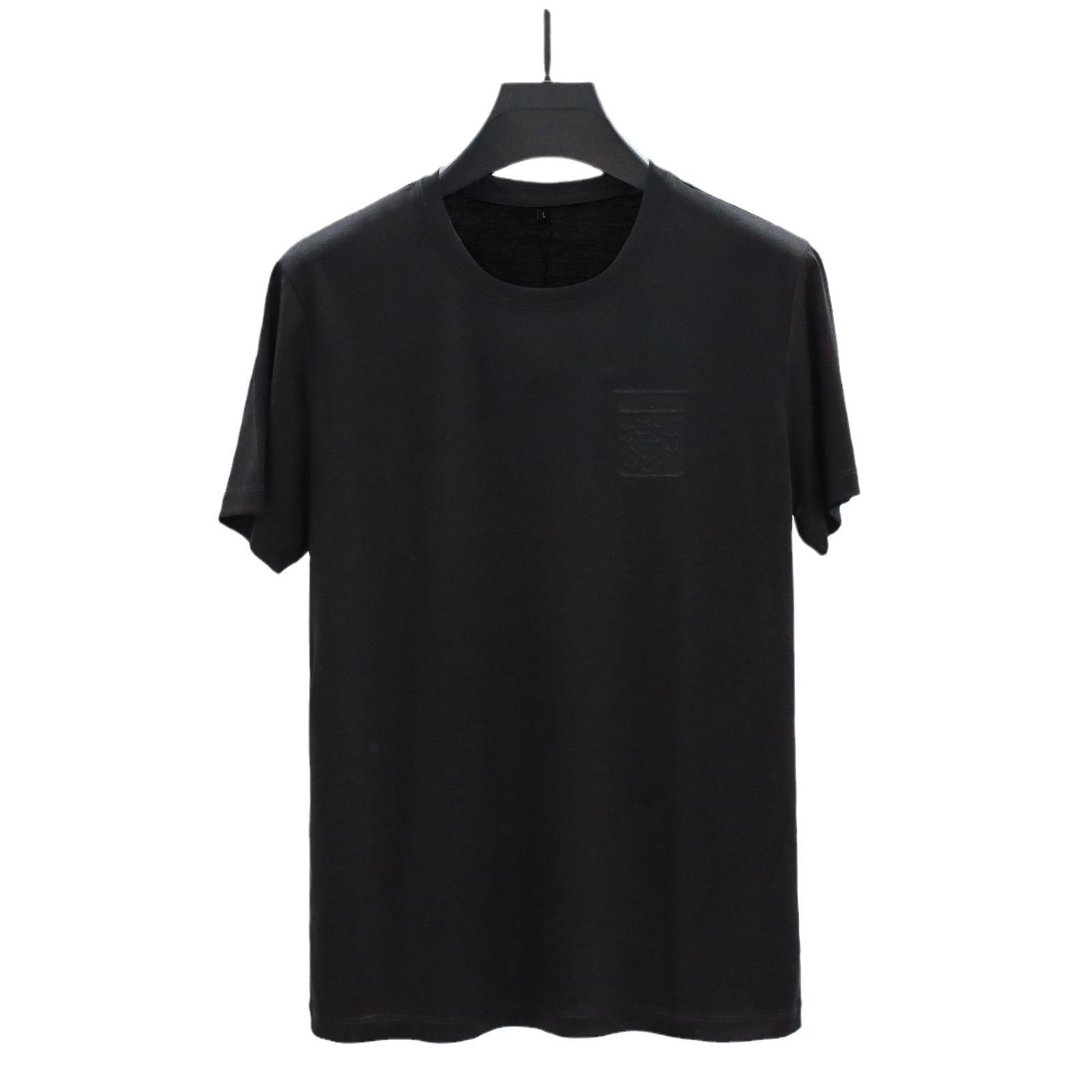 Frühling Sommer Herrenmode Seide Herren Rundhals Casual Kurzarm T-Shirt 4XL black
