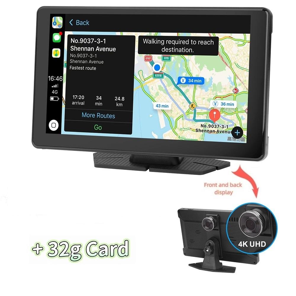 4K 9-Zoll-High-Definition-Wireless-Carplay-optischer Sensor Auto-WiFi-Navigation Dual-Recording-Fahrtenrekorder 【2K】With 32g Card schwarz