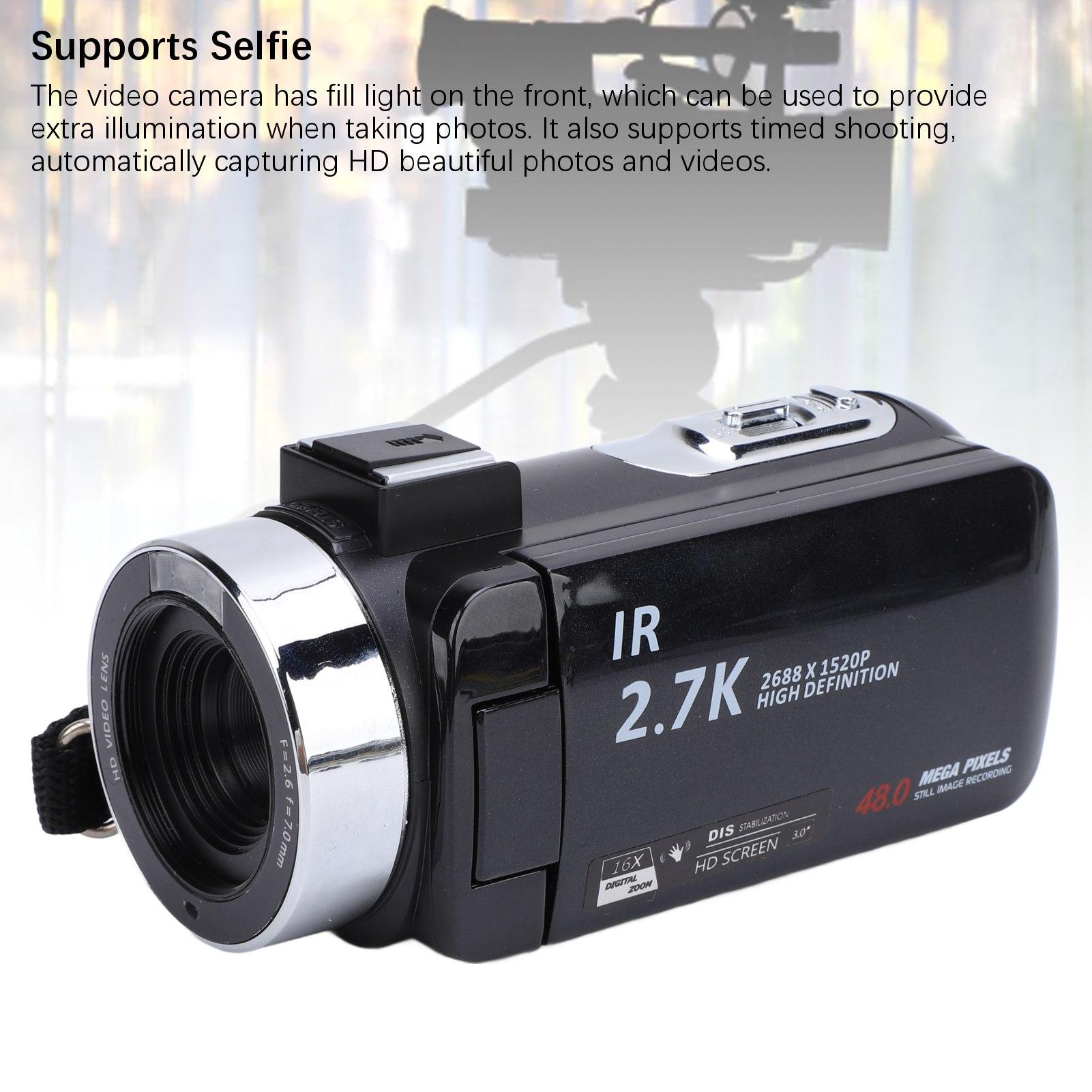 Videokamera Camcorder 2.7K Digitalkamera Recorder 48MP 3.0 Zoll Drehbarer TFT-Bildschirm 16X Digital