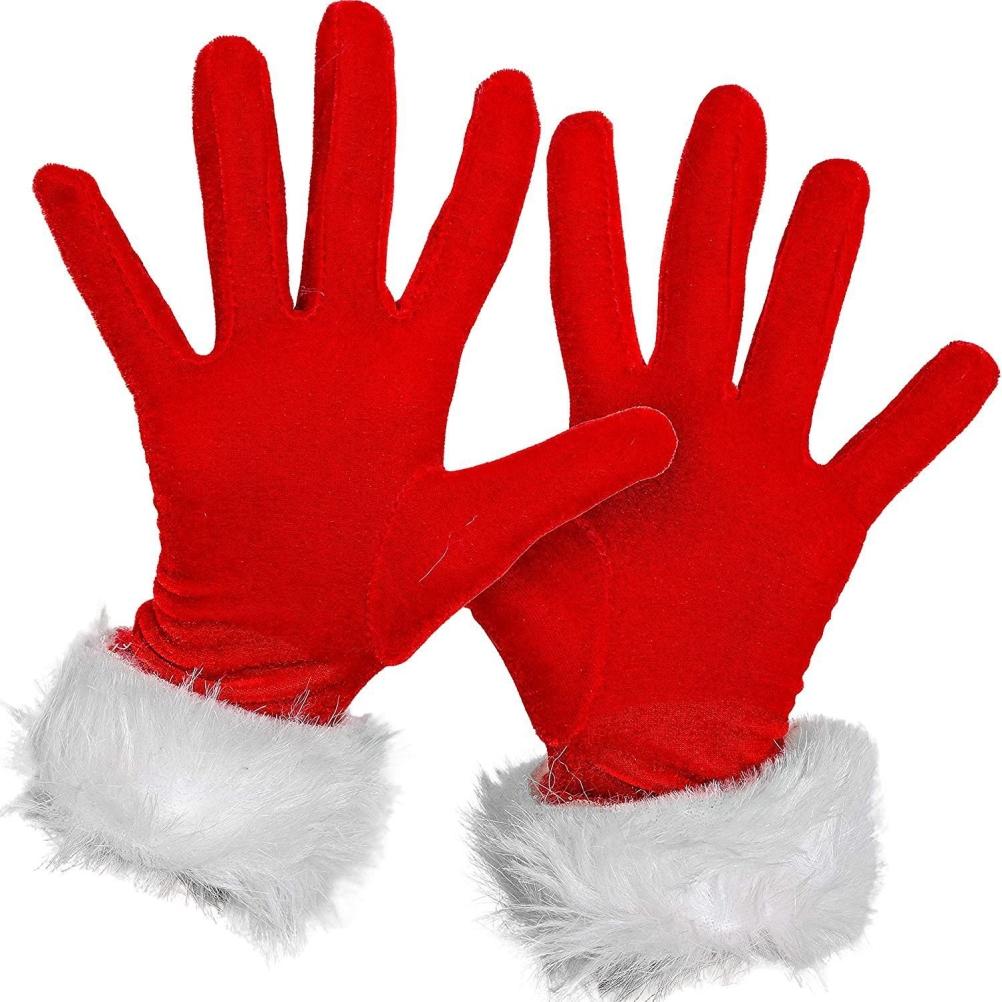 Weihnachtsrote Nikolaushandschuhe mit weißem Fellstulpen Cosplay-Handschuhe und Kostüme Ausgefallene Kleidung für Frauen