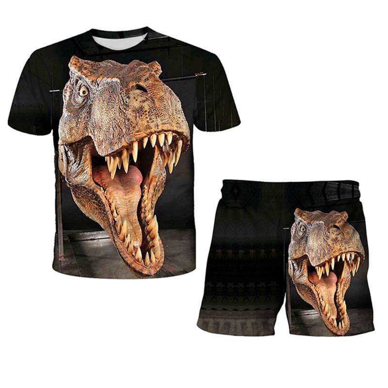 Kinder Dinosaurier Kleidung Sets Baby Junge Jurassic Park 3 Kleidung Mädchen Kurzarm T-shirt + Hosen 2 stücke Anzüge jungen Kleidung 1-14T 140