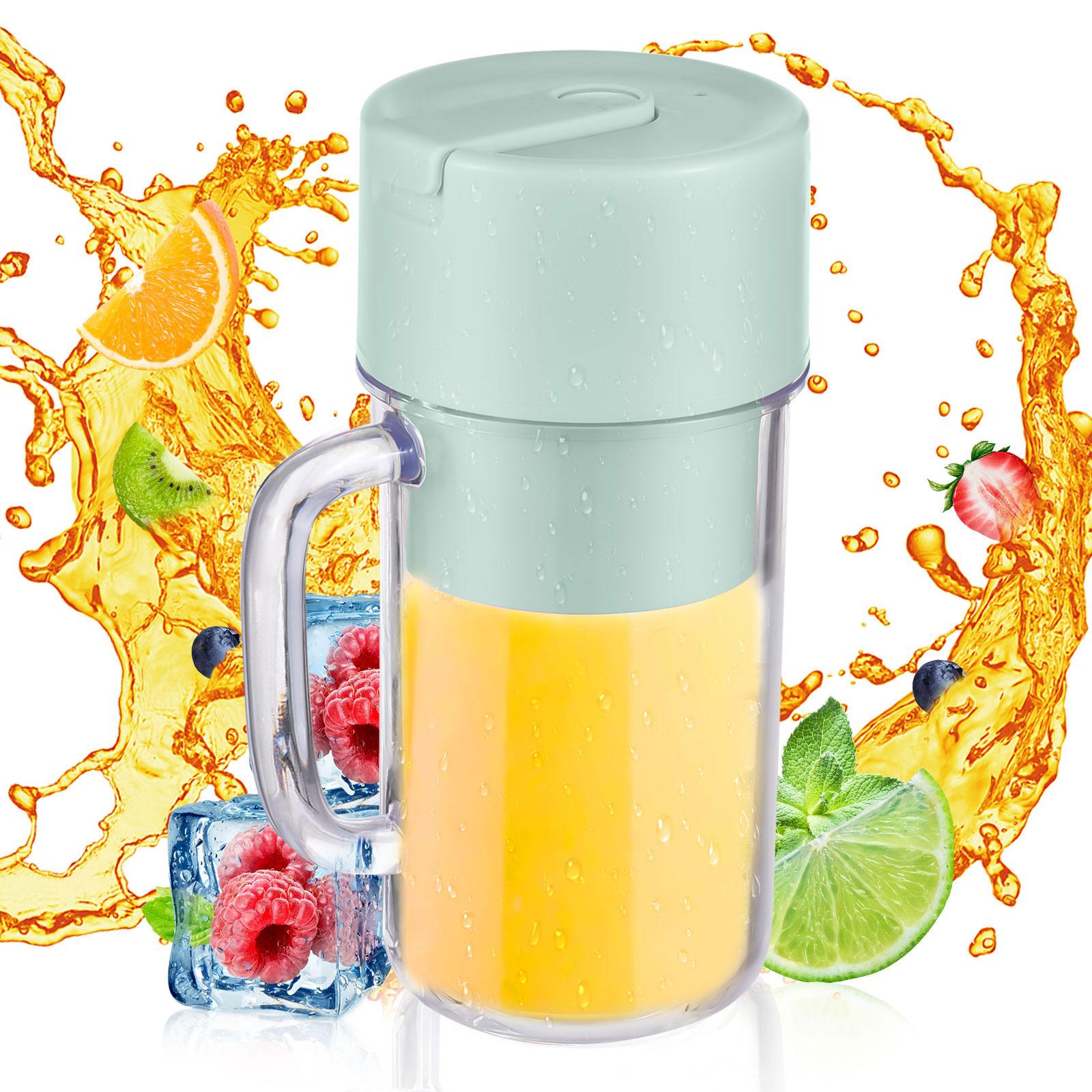 Tragbarer Mixer für Shakes und Smoothies, 340 ml, Mini-Mixer mit Griff, 6 Klingen, wasserdicht, USB grün