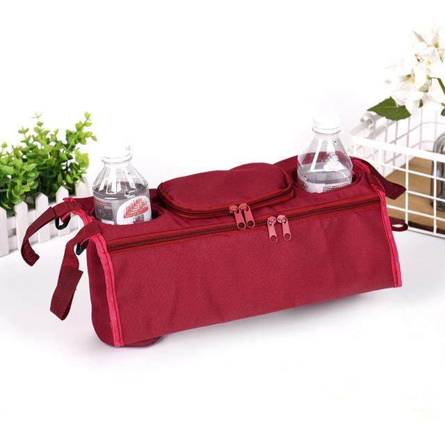 Kinderwagen-Zubehör-Organizer, Kinderwagen-Wagen, Flaschenbecherhalter, Hängetasche für Kinderwagen, Buggy, Kinderwagen, Rollstuhl-Tasche rot