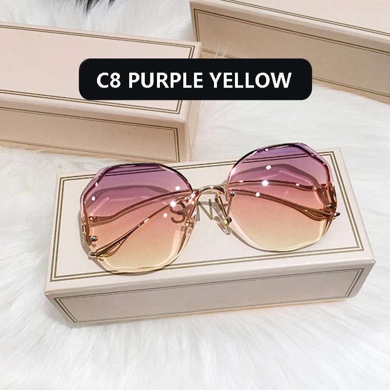 Mode Tee Gradient Sonnenbrille Frauen Vintage Pilot Retro Schneiden Objektiv Gradienten Sonnenbrille Weibliche UV400 Adult