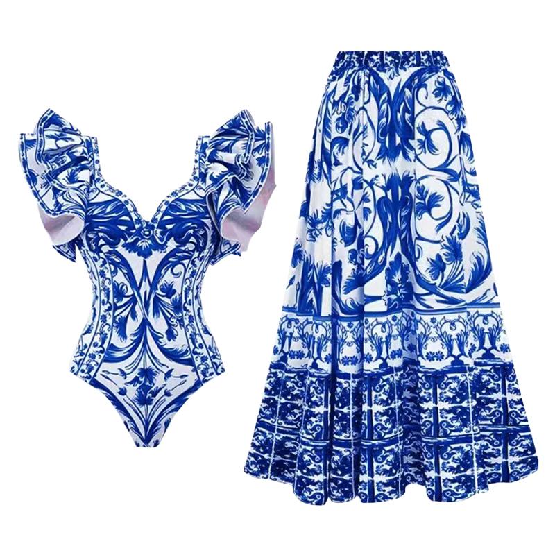 2024 Sexy Einem Stück Badeanzug Push Up Bademode Frauen Rüschen Monokini Cover Up Schulter Badeanzug Body Badeanzug Rock M