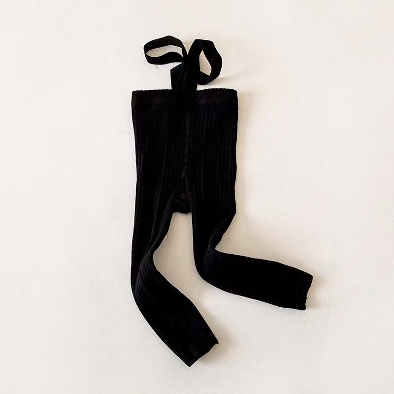8 Farben Kleinkind Kinder Strumpfhose mit Hosenträgern Herbst Baby Mädchen Jungen Strumpfhose Schlichter Stil Hohe Taille Bandage Überkreuzte Leggings M schwarz