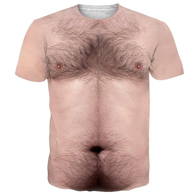 Lustiges T-Shirt mit 3D-Druck und Muskelgrafik für Herren, kurzärmelig, übergroß, Hip-Hop-T-Shirt, Tops, Unisex, neuartige T-Shirts, Streetwear XS gray