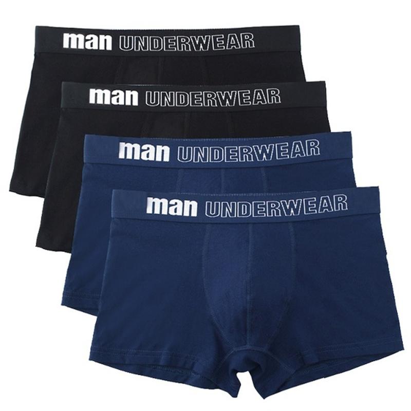 4 Stück Herrenunterwäsche aus Baumwolle, weiche Boxershorts, große Größe, hochwertige Unterhosen XL blau/schwarz
