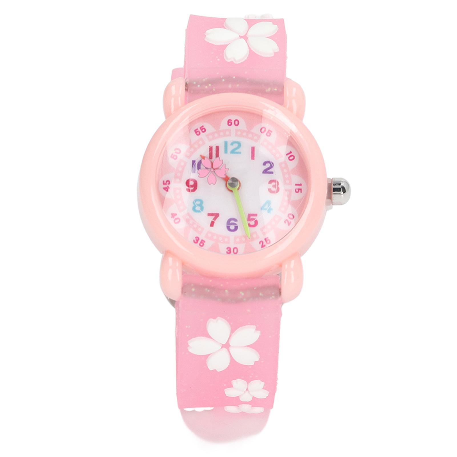 Armbanduhren für Mädchen, 3D-Design, niedlicher Cartoon, wasserdicht, bunt, lehrreich, für Mädchen ab 3 Jahren rosa