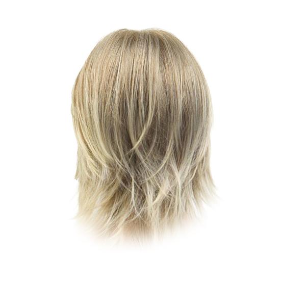 Kurze, glatte Perücke für Männer mit Pony, schulterlang, flauschig, natürliche Hochtemperaturfaser, männliches Cosplay, blondes Kunsthaar helle blonde