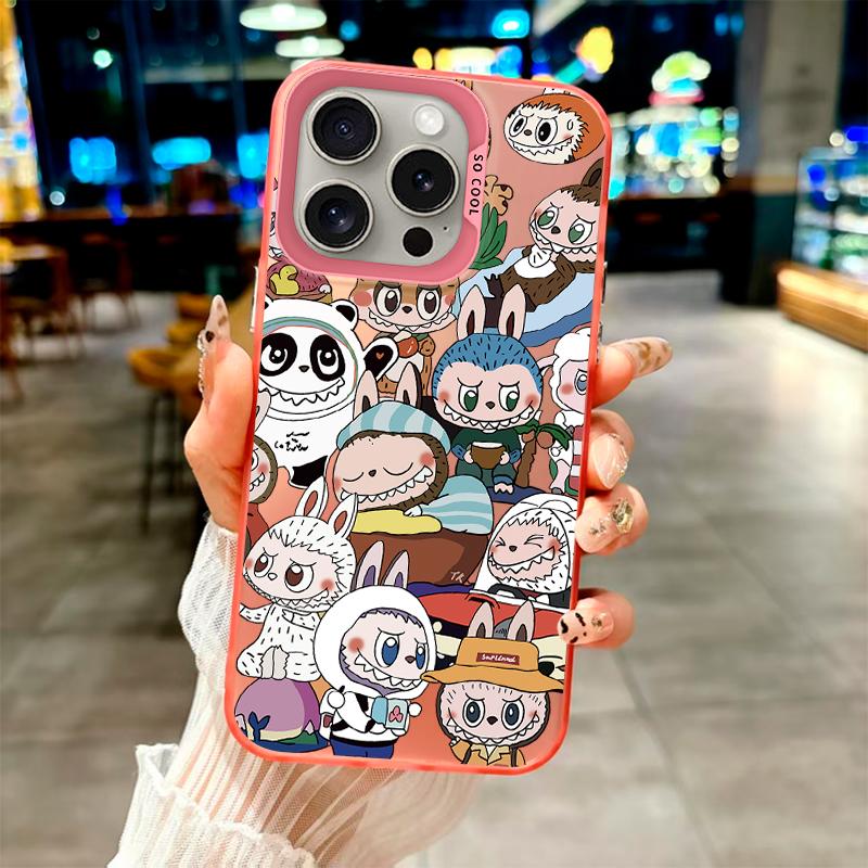 „Fantastic Adorable Collection“ von Labubu, modische Hülle für iPhone 7, 8, X, 11, 12, 13, 14, 15, 16, für Samsung-Serie A12, A23, A54, S21, S22, S23, S24, S25 … iPhone 7Plus/8Plus rosa