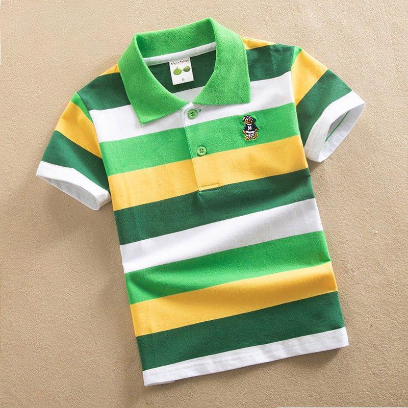 Jungen und Mädchen, Kinder-T-Shirts, Kinderbekleidung, Sommer Koreanischer Stil Revers Reine Baumwolle Kurzarm-T-Shirts Neuer Stil 120cm