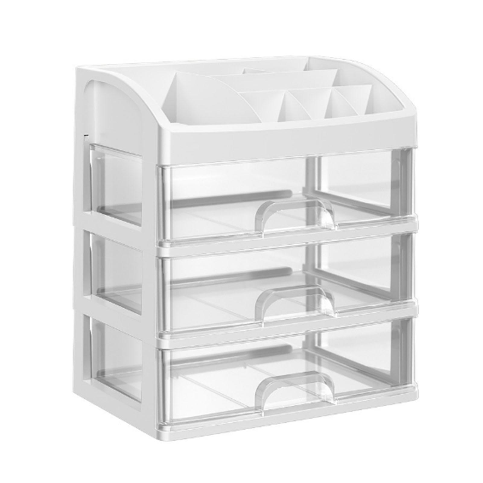 Schreibtisch-Organizer, 3 Schubladen, transparenter Kunststoff, Schreibtisch-Aufbewahrung für Büro, Schreibwaren, Make-up-Organizer