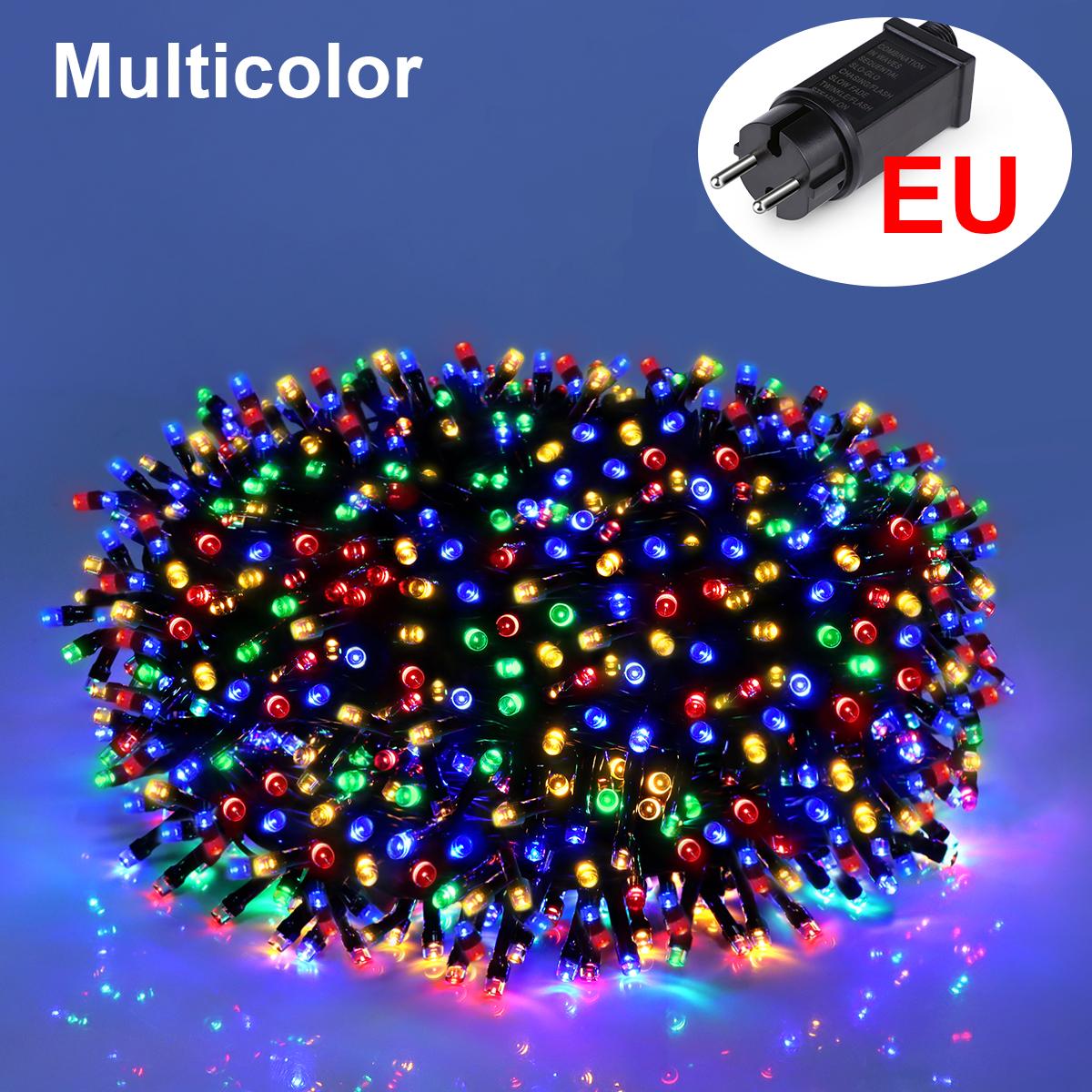 Weihnachtsbeleuchtung, 10 m, 20 m, 30 m, 50 m, 100 m, dekorative LED-Lichterkette, Lichterkette im Freien, Girlandenlampe für Hochzeit, Urlaub, Gartenbeleuchtung, 220 V, 110 V 10M-100LEDs black