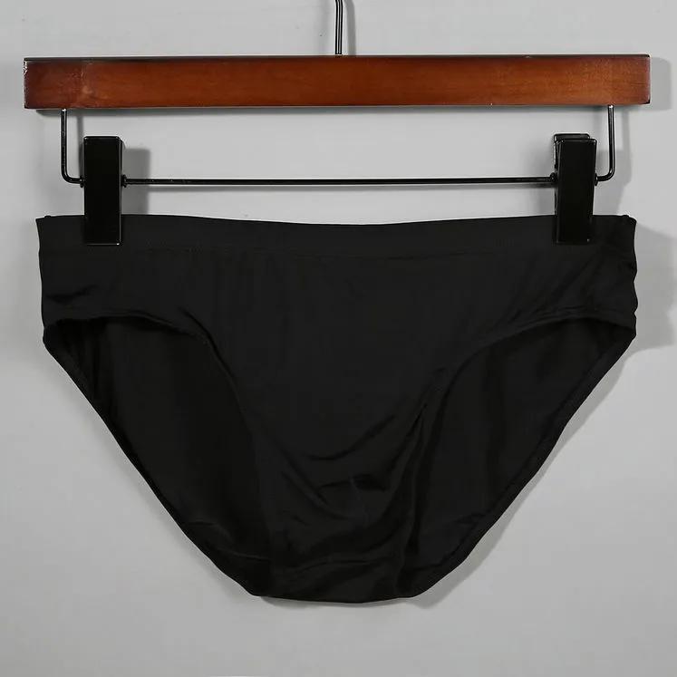 Herren Eis Seide Höschen Nahtlose Unterwäsche Ultradünne Atmungsaktive Boxershorts Männliche Unterhosen 6XL schwarz